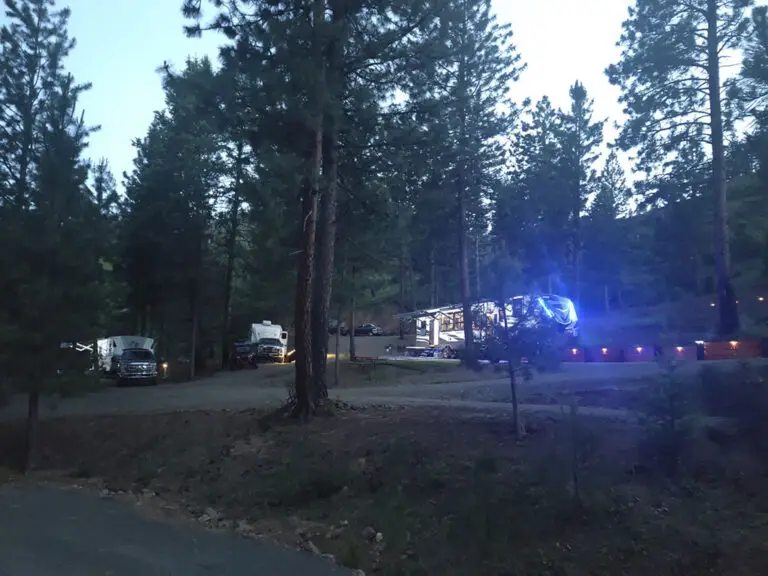 Deer Creek RV Park with subtle lighting at night